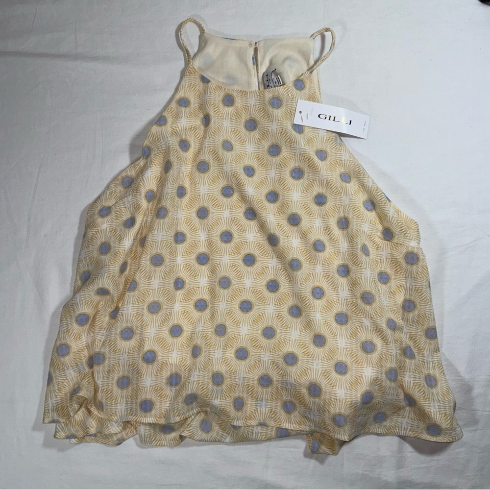 Gilli Womens 1X Yellow Yellow Geometric Sunburst Halter Tank Top NWT Plus‎ Size